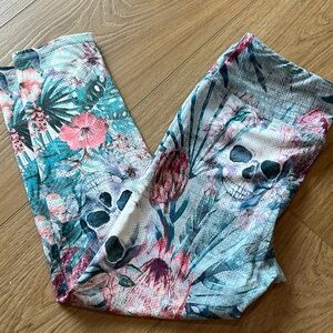 Evolution and Creation Floral Skull Leggings